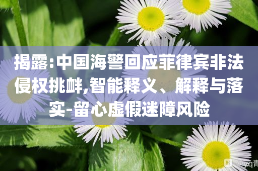 揭露:中國(guó)海警回應(yīng)菲律賓非法侵權(quán)挑釁,智能釋義、解釋與落實(shí)-留心虛假迷障風(fēng)險(xiǎn)