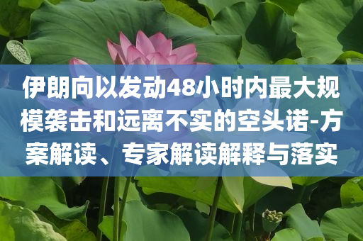 伊朗向以發(fā)動48小時內(nèi)最大規(guī)模襲擊和遠(yuǎn)離不實的空頭諾-方案解讀、專家解讀解釋與落實