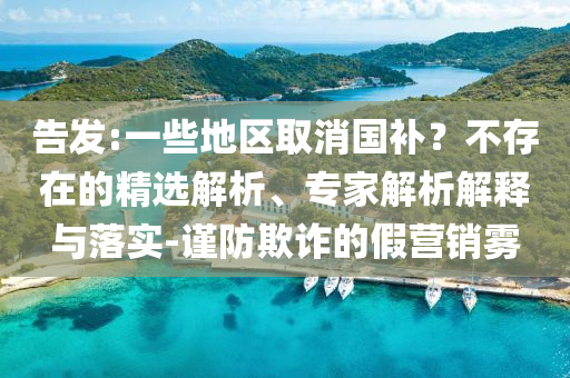 告發(fā):一些地區(qū)取消國(guó)補(bǔ)？不存在的精選解析、專家解析解釋與落實(shí)-謹(jǐn)防欺詐的假營(yíng)銷霧