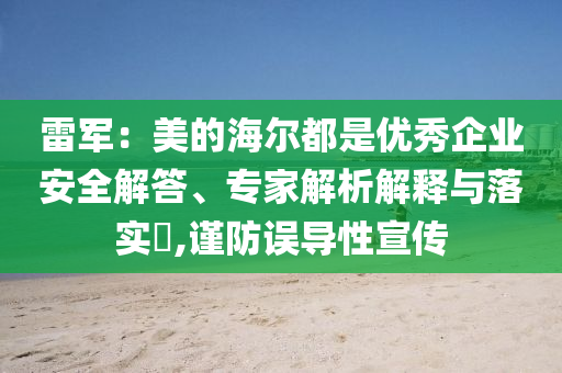 雷軍：美的海爾都是優(yōu)秀企業(yè)安全解答、專家解析解釋與落實?,謹防誤導性宣傳