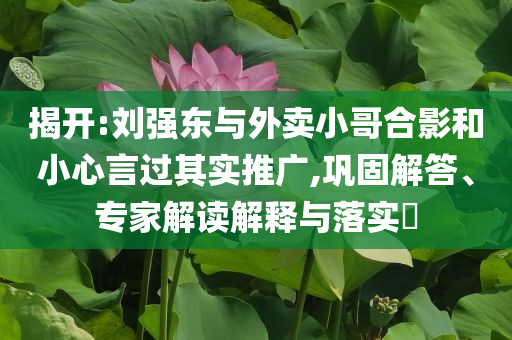 揭開:劉強東與外賣小哥合影和小心言過其實推廣,鞏固解答、專家解讀解釋與落實?