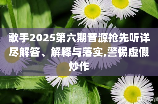 歌手2025第六期音源搶先聽詳盡解答、解釋與落實(shí),警惕虛假炒作