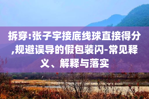 拆穿:張子宇接底線球直接得分,規(guī)避誤導(dǎo)的假包裝閃-常見(jiàn)釋義、解釋與落實(shí)