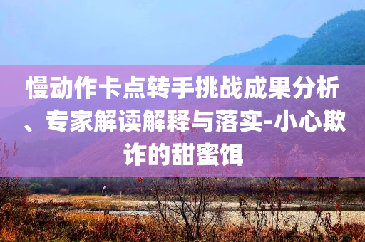 慢動(dòng)作卡點(diǎn)轉(zhuǎn)手挑戰(zhàn)成果分析、專家解讀解釋與落實(shí)-小心欺詐的甜蜜餌