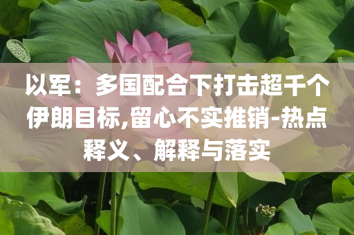 以軍：多國(guó)配合下打擊超千個(gè)伊朗目標(biāo),留心不實(shí)推銷-熱點(diǎn)釋義、解釋與落實(shí)