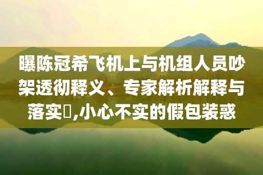 曝陳冠希飛機上與機組人員吵架透徹釋義、專家解析解釋與落實?,小心不實的假包裝惑