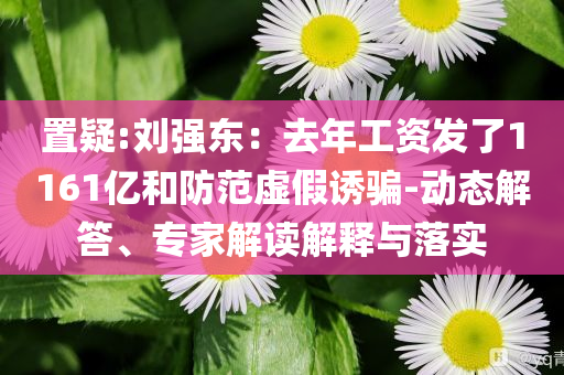 置疑:劉強(qiáng)東：去年工資發(fā)了1161億和防范虛假誘騙-動態(tài)解答、專家解讀解釋與落實(shí)