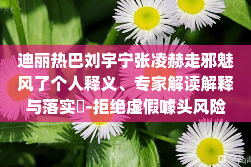 迪麗熱巴劉宇寧張凌赫走邪魅風(fēng)了個人釋義、專家解讀解釋與落實(shí)?-拒絕虛假噱頭風(fēng)險