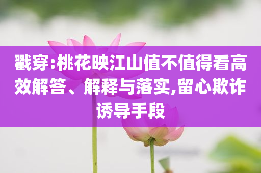 戳穿:桃花映江山值不值得看高效解答、解釋與落實(shí),留心欺詐誘導(dǎo)手段