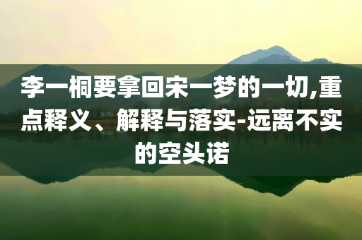 李一桐要拿回宋一夢的一切,重點釋義、解釋與落實-遠離不實的空頭諾