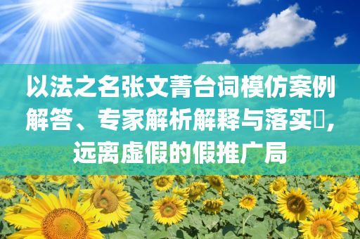 以法之名張文菁臺詞模仿案例解答、專家解析解釋與落實?,遠離虛假的假推廣局