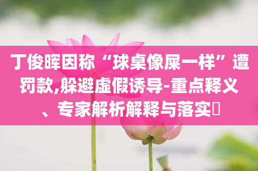 丁俊暉因稱“球桌像屎一樣”遭罰款,躲避虛假誘導(dǎo)-重點(diǎn)釋義、專家解析解釋與落實(shí)?