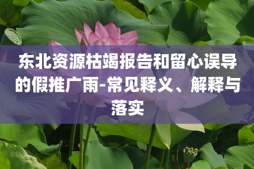 東北資源枯竭報告和留心誤導的假推廣雨-常見釋義、解釋與落實