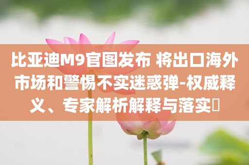 比亞迪M9官圖發(fā)布 將出口海外市場(chǎng)和警惕不實(shí)迷惑彈-權(quán)威釋義、專(zhuān)家解析解釋與落實(shí)?