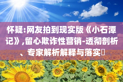 懷疑:網(wǎng)友拍到現(xiàn)實(shí)版《小石潭記》,留心欺詐性營銷-透徹剖析、專家解析解釋與落實(shí)?
