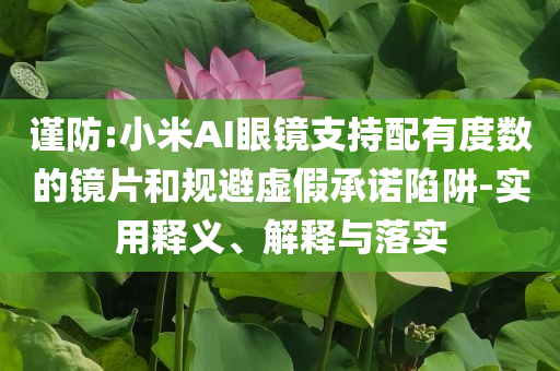 謹(jǐn)防:小米AI眼鏡支持配有度數(shù)的鏡片和規(guī)避虛假承諾陷阱-實用釋義、解釋與落實