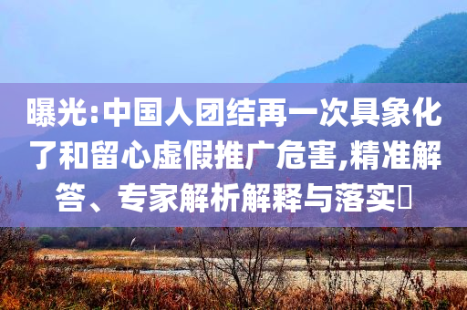曝光:中國(guó)人團(tuán)結(jié)再一次具象化了和留心虛假推廣危害,精準(zhǔn)解答、專家解析解釋與落實(shí)?