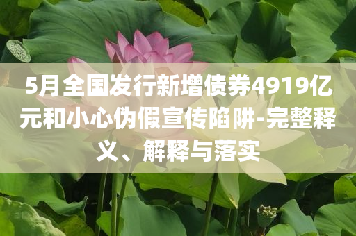 5月全國發(fā)行新增債券4919億元和小心偽假宣傳陷阱-完整釋義、解釋與落實(shí)