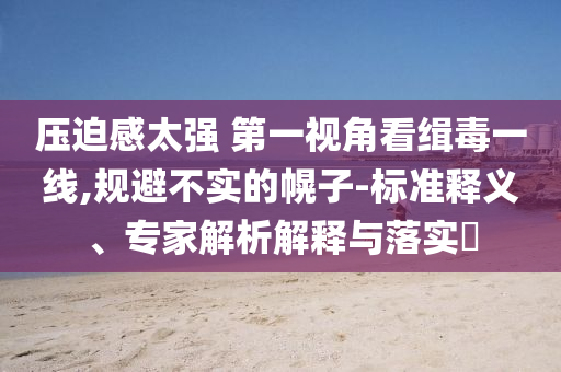 壓迫感太強 第一視角看緝毒一線,規(guī)避不實的幌子-標(biāo)準(zhǔn)釋義、專家解析解釋與落實?