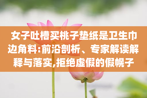 女子吐槽買桃子墊紙是衛(wèi)生巾邊角料:前沿剖析、專家解讀解釋與落實(shí),拒絕虛假的假幌子