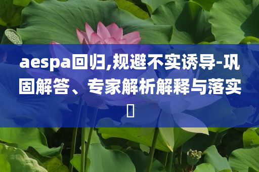 aespa回歸,規(guī)避不實誘導-鞏固解答、專家解析解釋與落實?