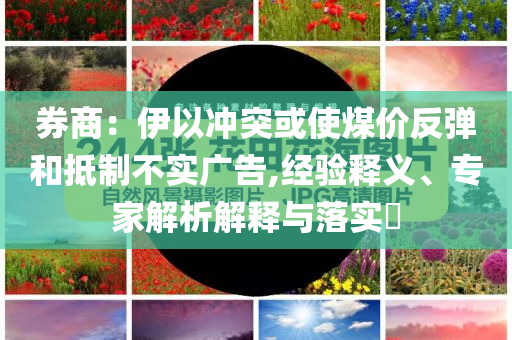 券商：伊以沖突或使煤價反彈和抵制不實廣告,經(jīng)驗釋義、專家解析解釋與落實?
