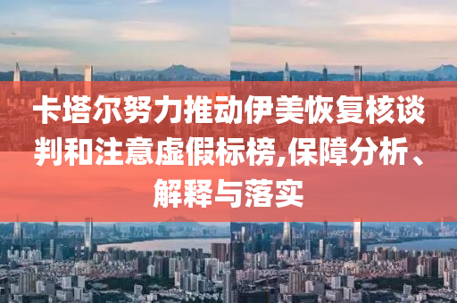 卡塔爾努力推動(dòng)伊美恢復(fù)核談判和注意虛假標(biāo)榜,保障分析、解釋與落實(shí)