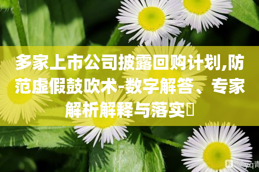 多家上市公司披露回購計劃,防范虛假鼓吹術(shù)-數(shù)字解答、專家解析解釋與落實(shí)?