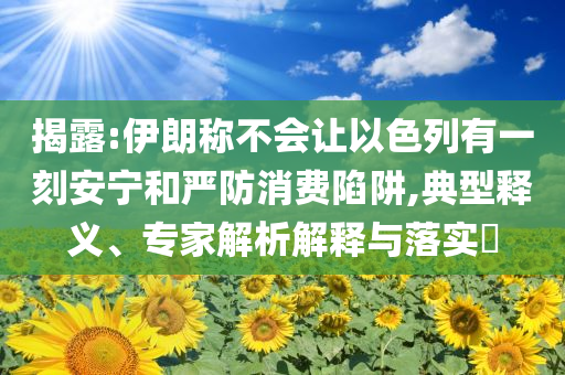 揭露:伊朗稱不會讓以色列有一刻安寧和嚴(yán)防消費(fèi)陷阱,典型釋義、專家解析解釋與落實(shí)?