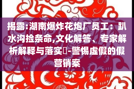 揭露:湖南爆炸花炮廠員工：趴水溝撿條命,文化解答、專家解析解釋與落實(shí)?-警惕虛假的假營銷案