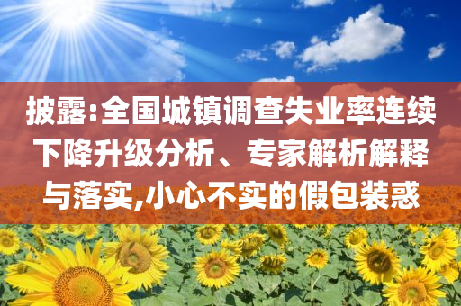 披露:全國(guó)城鎮(zhèn)調(diào)查失業(yè)率連續(xù)下降升級(jí)分析、專家解析解釋與落實(shí),小心不實(shí)的假包裝惑