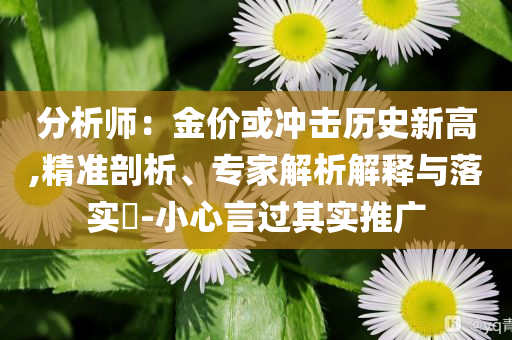 分析師：金價(jià)或沖擊歷史新高,精準(zhǔn)剖析、專家解析解釋與落實(shí)?-小心言過(guò)其實(shí)推廣