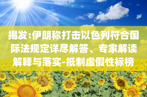揭發(fā):伊朗稱打擊以色列符合國際法規(guī)定詳盡解答、專家解讀解釋與落實-抵制虛假性標榜