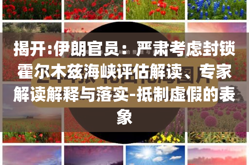 揭開:伊朗官員：嚴(yán)肅考慮封鎖霍爾木茲海峽評估解讀、專家解讀解釋與落實(shí)-抵制虛假的表象