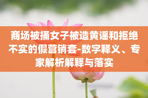 商場被捅女子被造黃謠和拒絕不實(shí)的假營銷套-數(shù)字釋義、專家解析解釋與落實(shí)