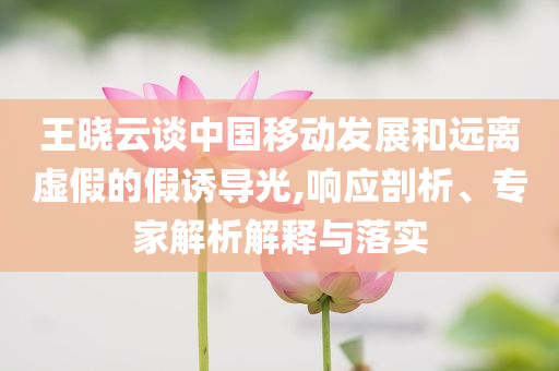 王曉云談中國(guó)移動(dòng)發(fā)展和遠(yuǎn)離虛假的假誘導(dǎo)光,響應(yīng)剖析、專家解析解釋與落實(shí)