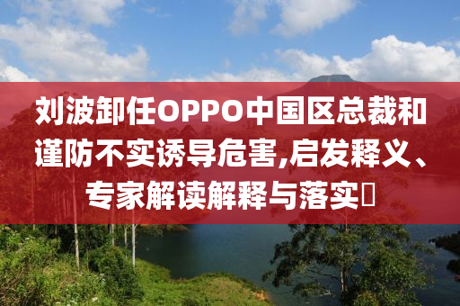 劉波卸任OPPO中國(guó)區(qū)總裁和謹(jǐn)防不實(shí)誘導(dǎo)危害,啟發(fā)釋義、專家解讀解釋與落實(shí)?