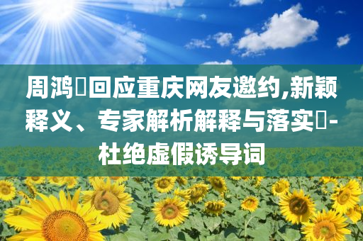 周鴻祎回應(yīng)重慶網(wǎng)友邀約,新穎釋義、專家解析解釋與落實?-杜絕虛假誘導(dǎo)詞