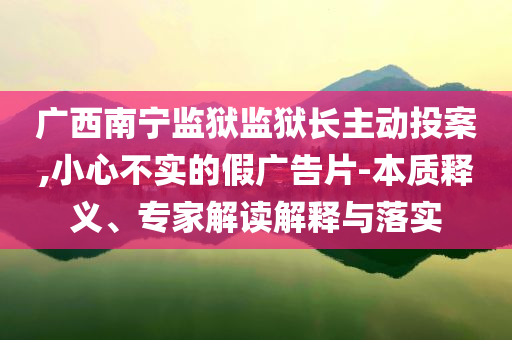 廣西南寧監(jiān)獄監(jiān)獄長主動(dòng)投案,小心不實(shí)的假廣告片-本質(zhì)釋義、專家解讀解釋與落實(shí)
