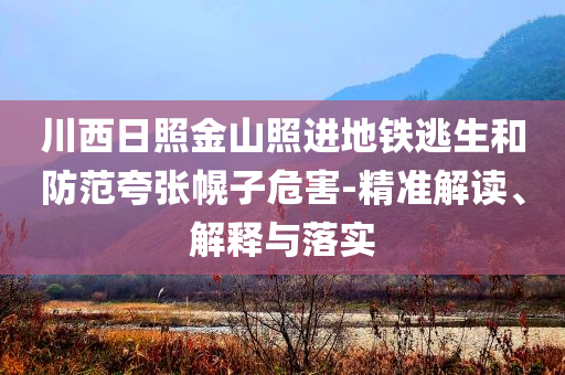 川西日照金山照進地鐵逃生和防范夸張幌子危害-精準解讀、解釋與落實
