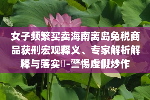女子頻繁買賣海南離島免稅商品獲刑宏觀釋義、專家解析解釋與落實?-警惕虛假炒作