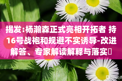 揭發(fā):楊瀚森正式亮相開拓者 持16號戰(zhàn)袍和規(guī)避不實誘導-改進解答、專家解讀解釋與落實?