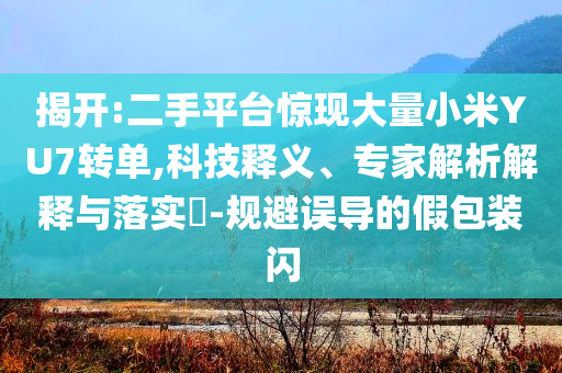 揭開(kāi):二手平臺(tái)驚現(xiàn)大量小米YU7轉(zhuǎn)單,科技釋義、專(zhuān)家解析解釋與落實(shí)?-規(guī)避誤導(dǎo)的假包裝閃