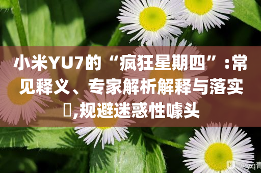 小米YU7的“瘋狂星期四”:常見(jiàn)釋義、專(zhuān)家解析解釋與落實(shí)?,規(guī)避迷惑性噱頭