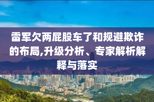 雷軍欠兩屁股車了和規(guī)避欺詐的布局,升級分析、專家解析解釋與落實(shí)