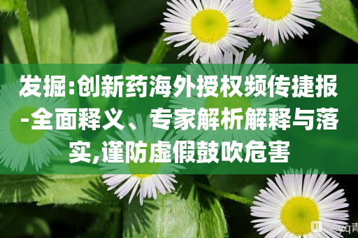 發(fā)掘:創(chuàng)新藥海外授權(quán)頻傳捷報(bào)-全面釋義、專家解析解釋與落實(shí),謹(jǐn)防虛假鼓吹危害
