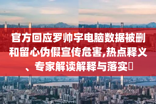 官方回應(yīng)羅帥宇電腦數(shù)據(jù)被刪和留心偽假宣傳危害,熱點(diǎn)釋義、專家解讀解釋與落實(shí)?
