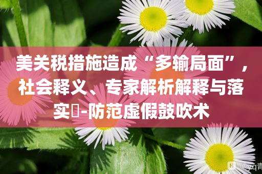 美關(guān)稅措施造成“多輸局面”,社會釋義、專家解析解釋與落實?-防范虛假鼓吹術(shù)