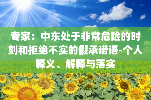 專家：中東處于非常危險(xiǎn)的時(shí)刻和拒絕不實(shí)的假承諾語-個(gè)人釋義、解釋與落實(shí)