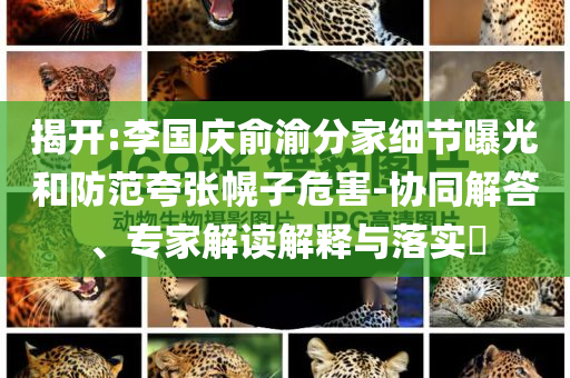 揭開:李國慶俞渝分家細節(jié)曝光和防范夸張幌子危害-協(xié)同解答、專家解讀解釋與落實?